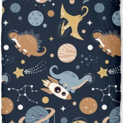 Pure SpaceDino Kinderdekbedovertrek Blauw
