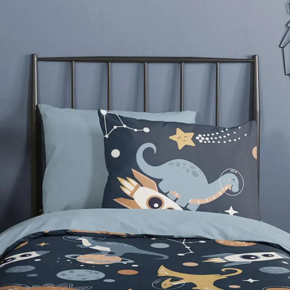 Pure SpaceDino Kinderdekbedovertrek Blauw