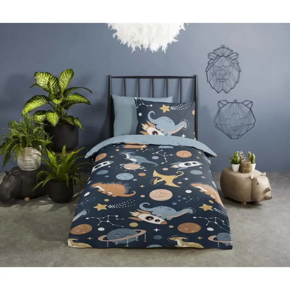 Pure SpaceDino Kinderdekbedovertrek Blauw