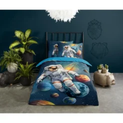 Pure Space Explorer Kinderdekbedovertrek Blauw