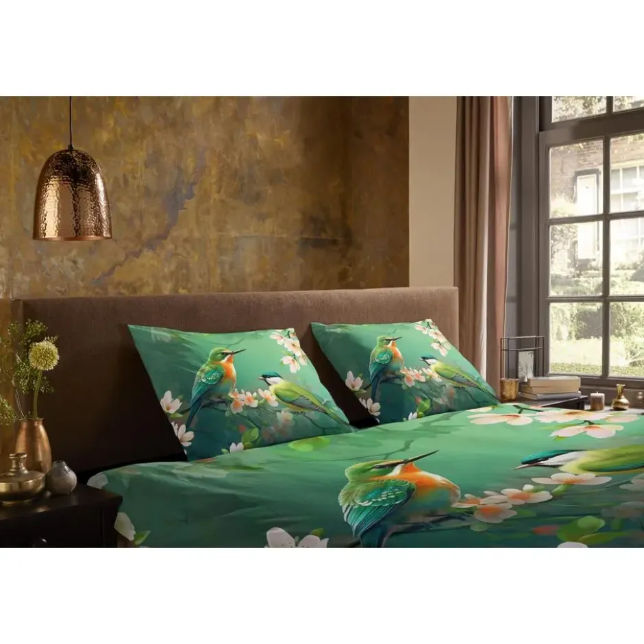 Pure Tropische Vogels Dekbedovertrek Groen-2-persoons (200 x 200/220 cm)