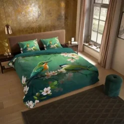 Pure Tropische Vogels Dekbedovertrek Groen-2-persoons (200 x 200/220 cm)