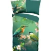 Pure Tropische Vogels Dekbedovertrek Groen-Lits-jumeaux (240 x 200/220 cm)
