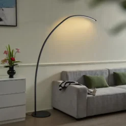 Qazqa booglamp arlow zwart geïntegreerde led