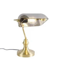 Qazqa bureaulamp banker goudkleurig e27