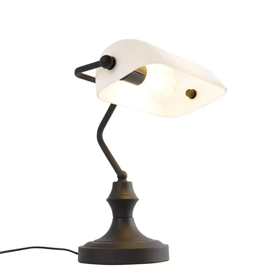 Qazqa bureaulamp banker wit e27