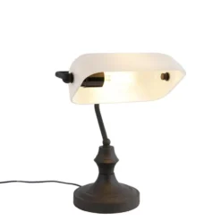 Qazqa bureaulamp banker wit e27