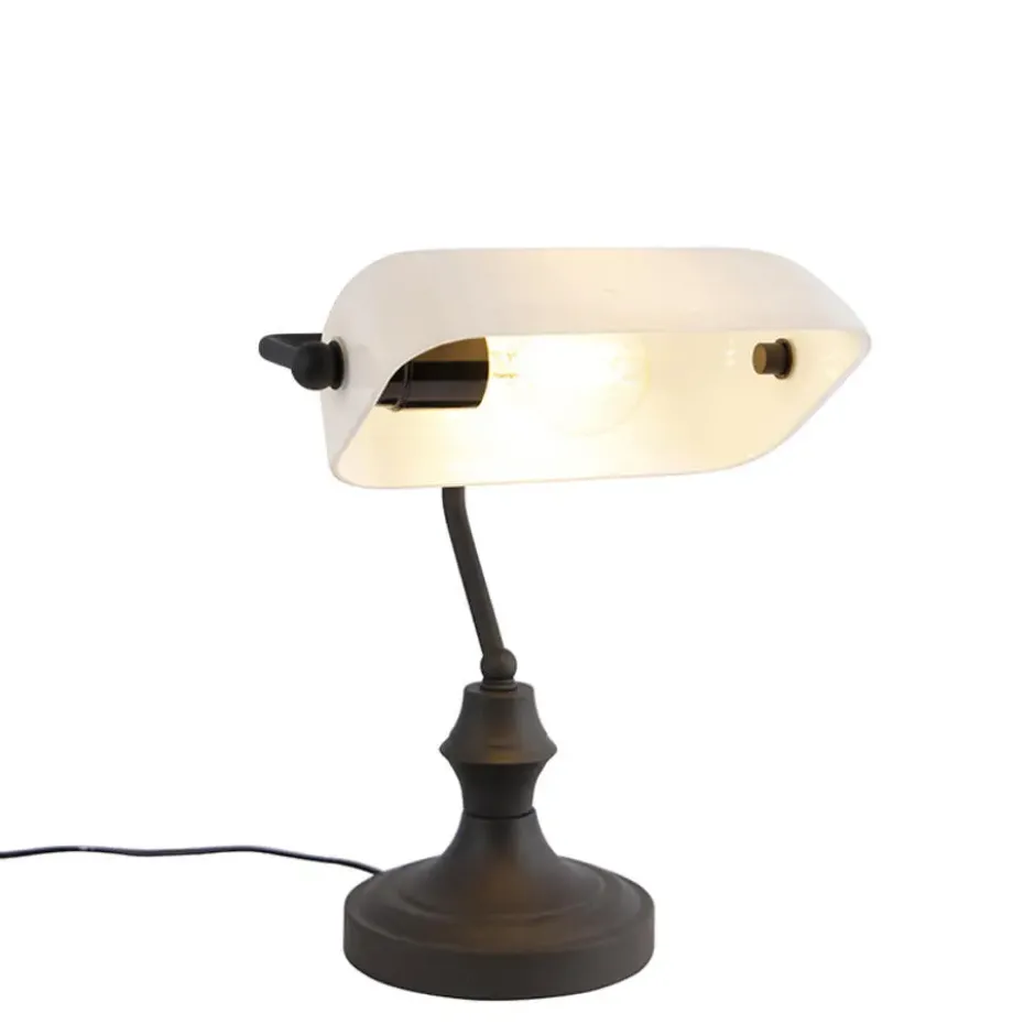 Qazqa bureaulamp banker wit e27