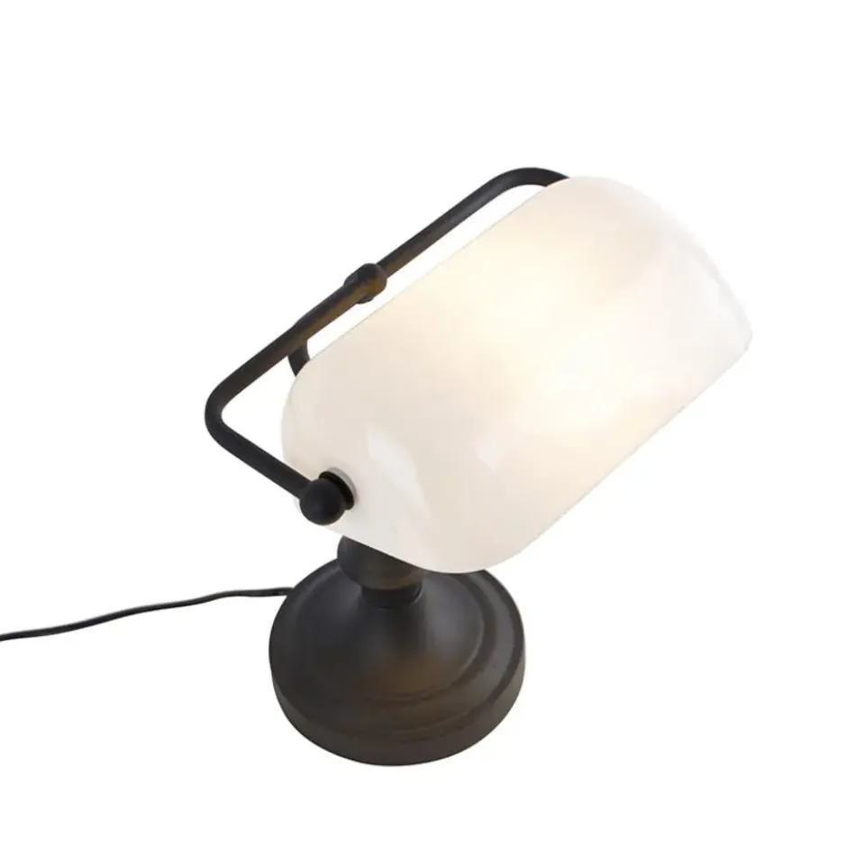 Qazqa bureaulamp banker wit e27