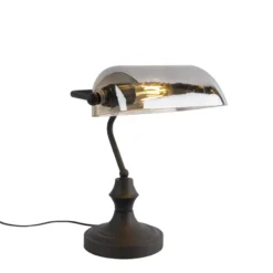 Qazqa bureaulamp banker zwart e27