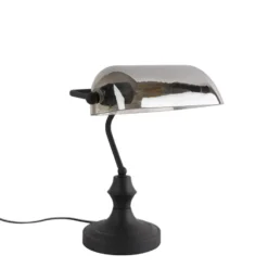 Qazqa bureaulamp banker zwart e27