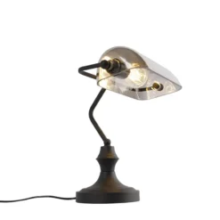 Qazqa bureaulamp banker zwart e27
