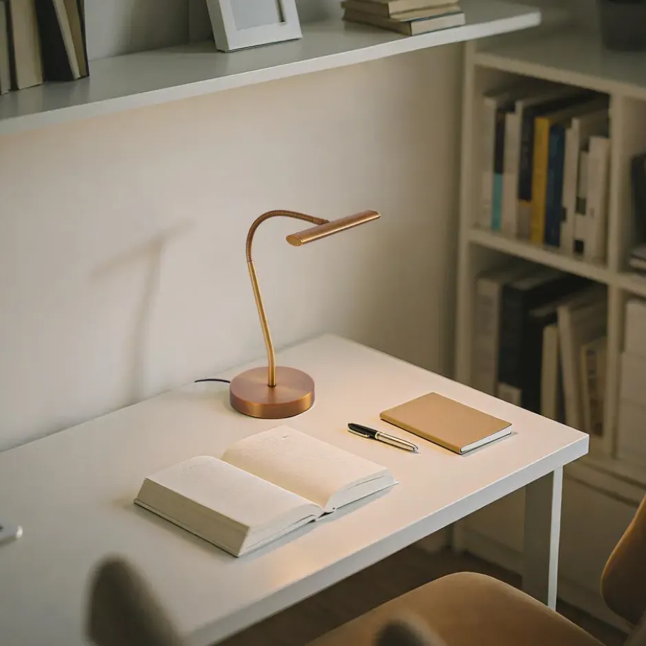 Qazqa bureaulamp tableau bronskleurig