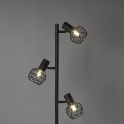 QAZQA Design vloerlamp zwart 3-lichts verstelbaar - Mesh - Zwart