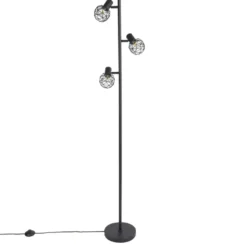 QAZQA Design vloerlamp zwart 3-lichts verstelbaar - Mesh - Zwart