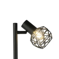 QAZQA Design vloerlamp zwart 3-lichts verstelbaar - Mesh - Zwart