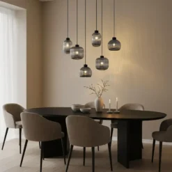 Qazqa hanglamp ana zwart e27