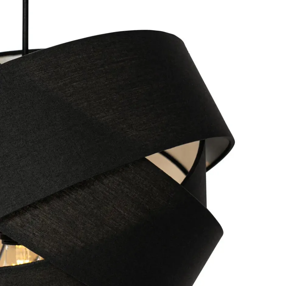 Qazqa hanglamp cloth zwart e27