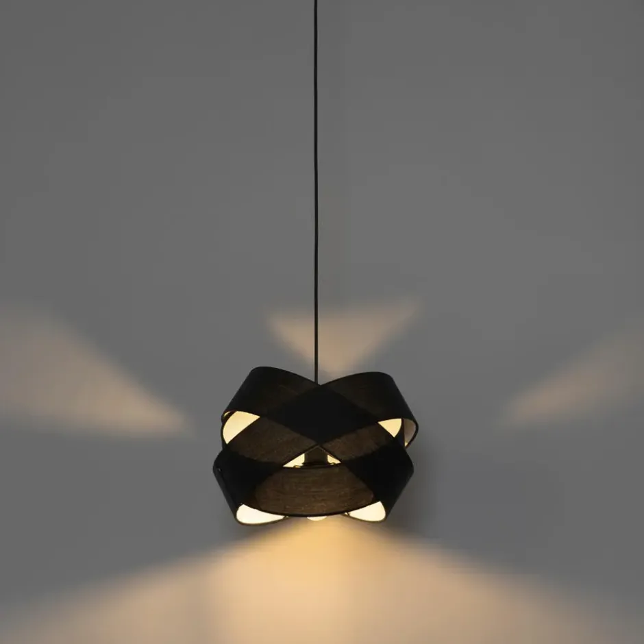 Qazqa hanglamp cloth zwart e27