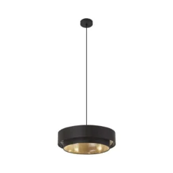 Qazqa hanglamp drum duo zwart e27
