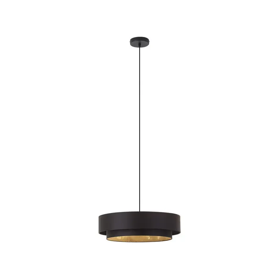 Qazqa hanglamp drum duo zwart e27
