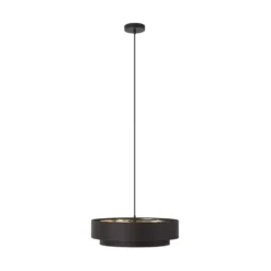Qazqa hanglamp drum duo zwart e27