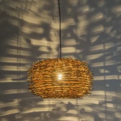 Qazqa hanglamp hatch hl bruin e27