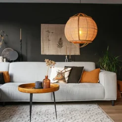 Qazqa hanglamp pascal bruin e27