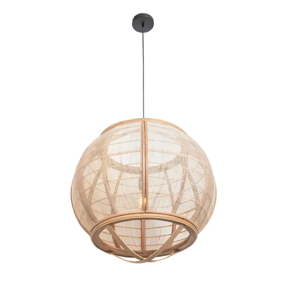 Qazqa hanglamp pascal bruin e27
