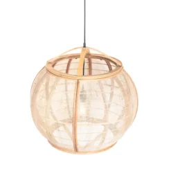 Qazqa hanglamp pascal bruin e27