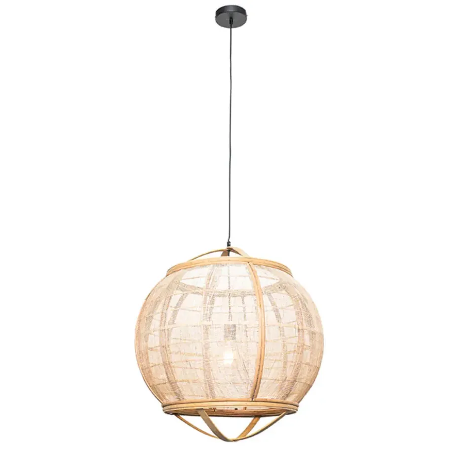 Qazqa hanglamp pascal bruin e27