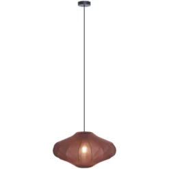 Qazqa hanglamp plu bruin e27