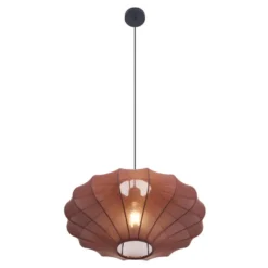 Qazqa hanglamp plu bruin e27