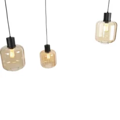 Qazqa hanglamp qara beige e27