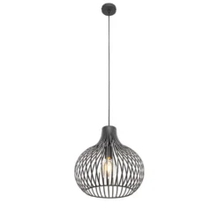 Qazqa hanglamp saffira zwart e27
