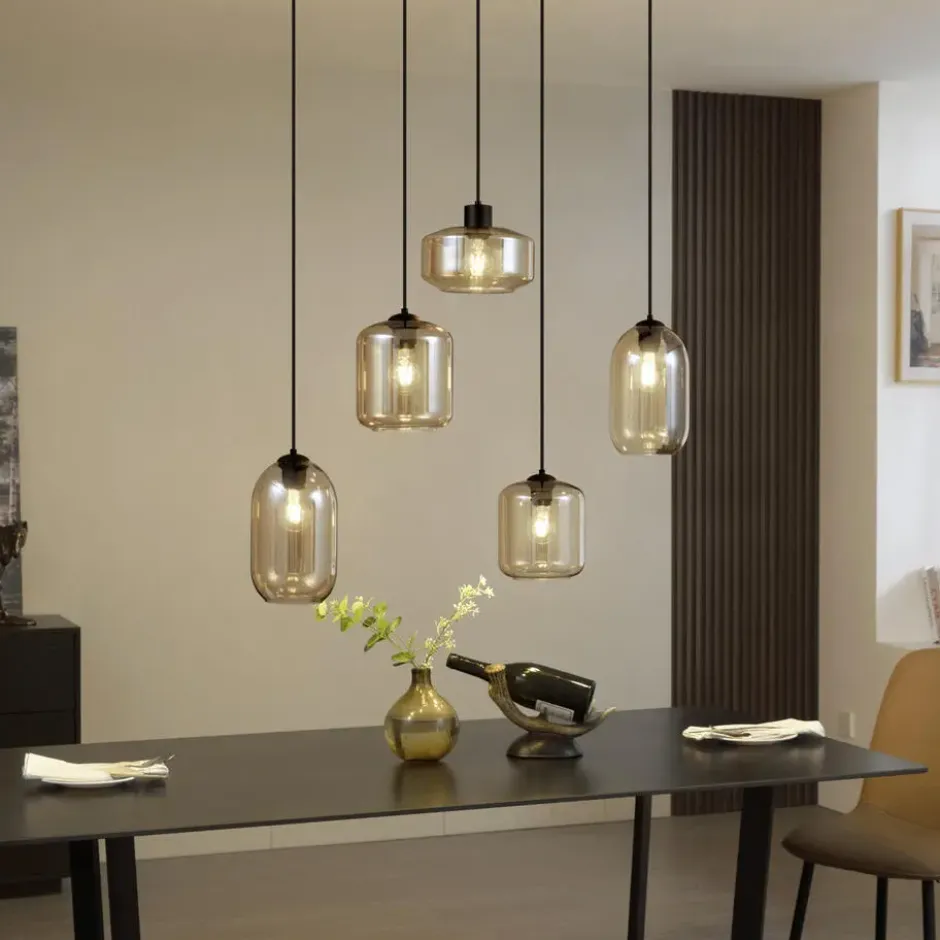 Qazqa hanglamp sheena zwart e27