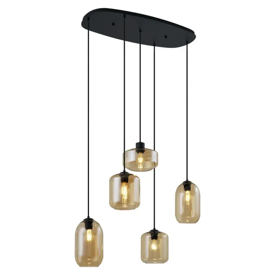 Qazqa hanglamp sheena zwart e27