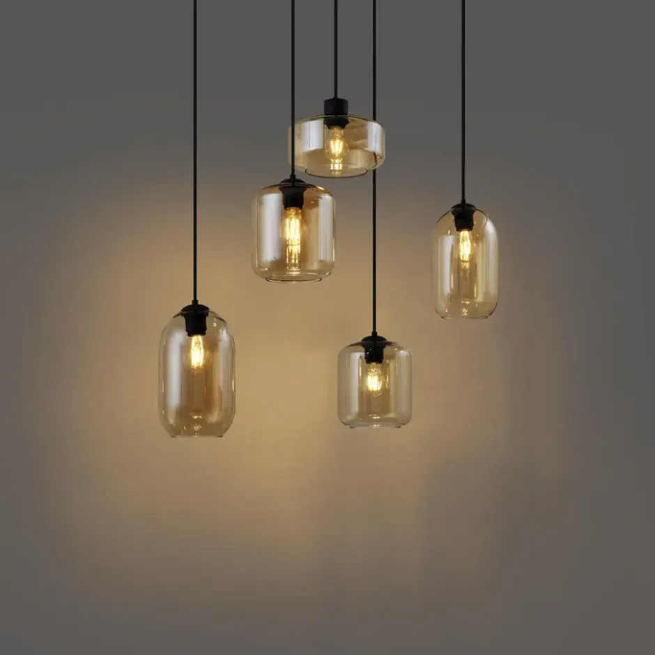 Qazqa hanglamp sheena zwart e27