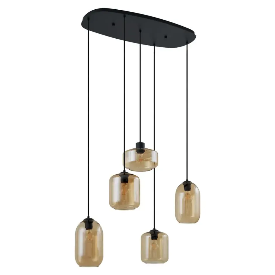 Qazqa hanglamp sheena zwart e27