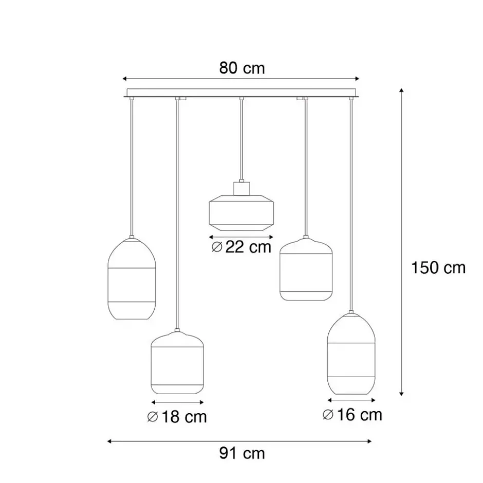 Qazqa hanglamp sheena zwart e27
