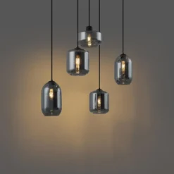 Qazqa hanglamp sheena zwart e27