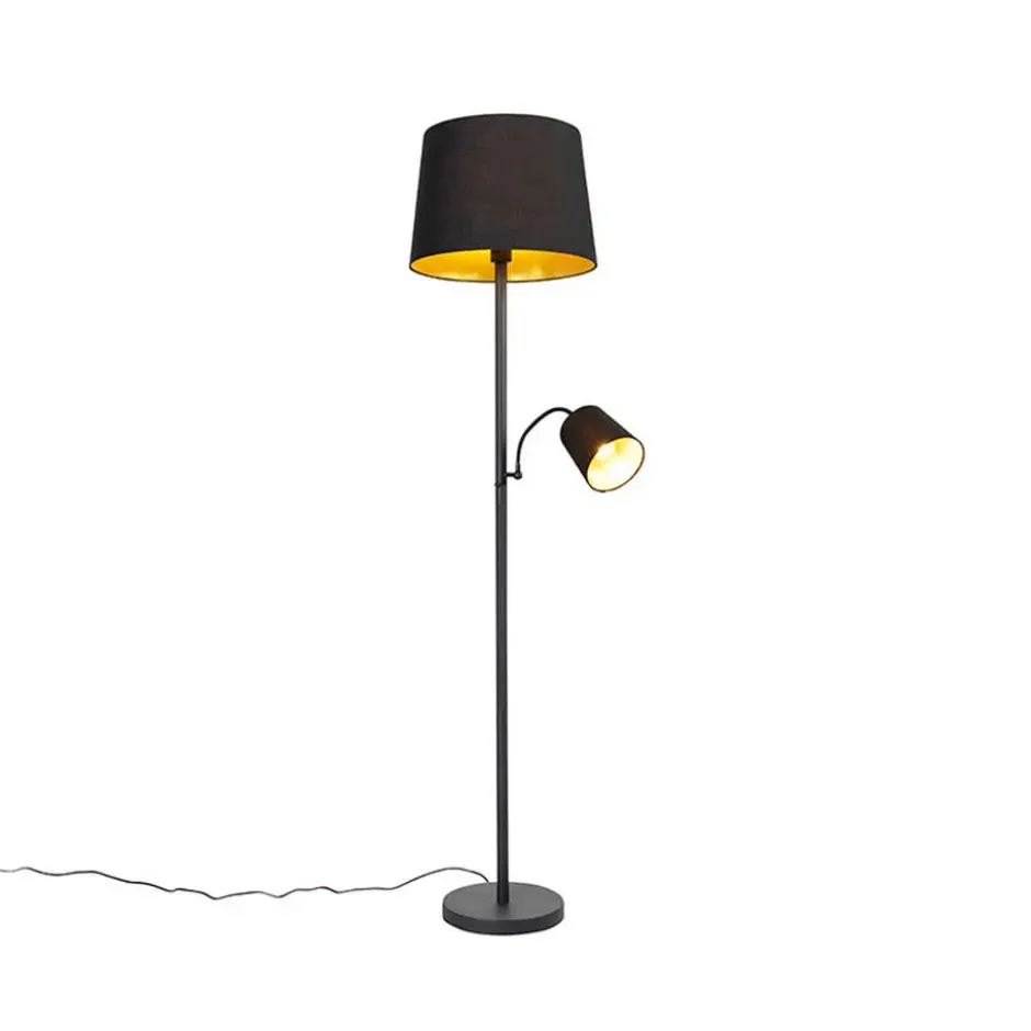 Qazqa lamp met leesarm retro zwart e27