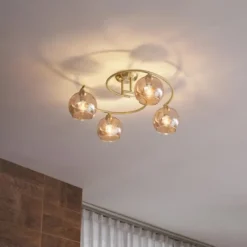 Qazqa plafondlamp alanis goudkleurig e14