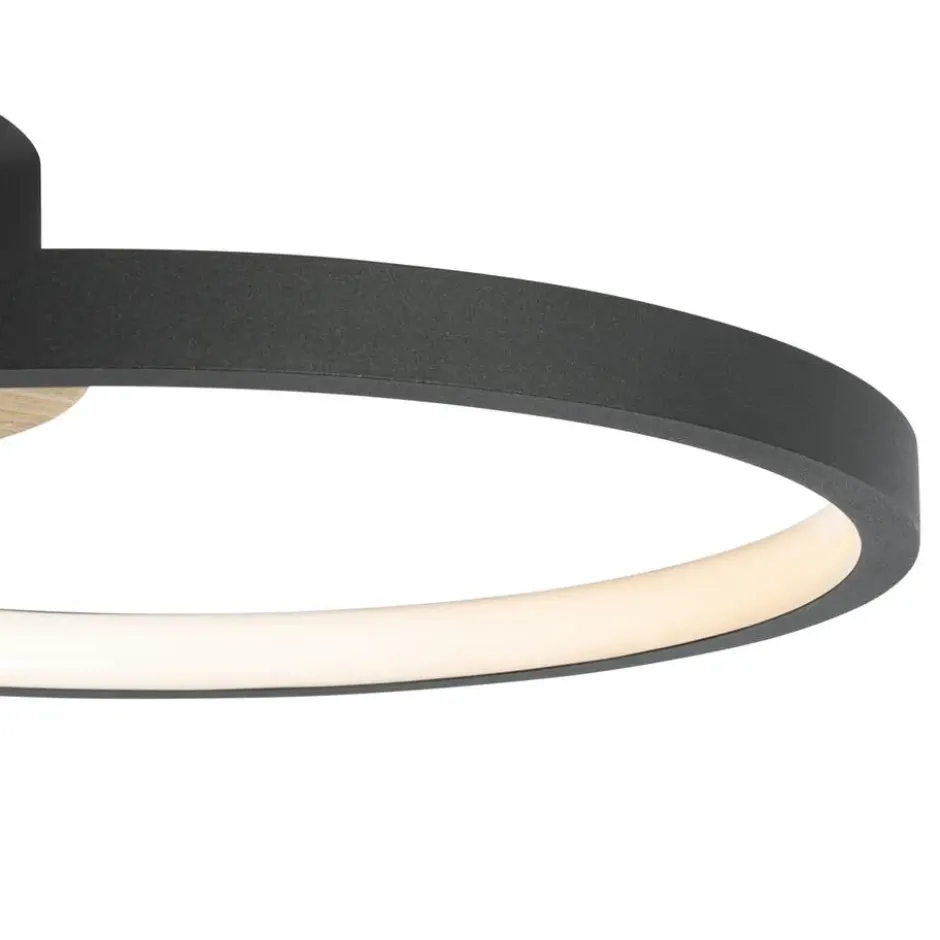 Qazqa plafondlamp alec zwart geïntegreerde led
