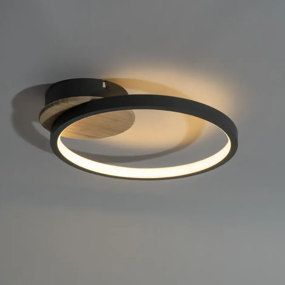 Qazqa plafondlamp alec zwart geïntegreerde led