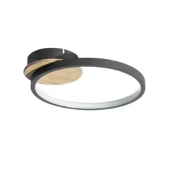 Qazqa plafondlamp alec zwart geïntegreerde led