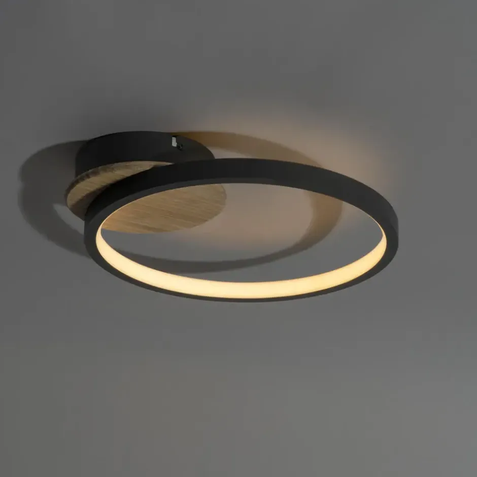 Qazqa plafondlamp alec zwart geïntegreerde led