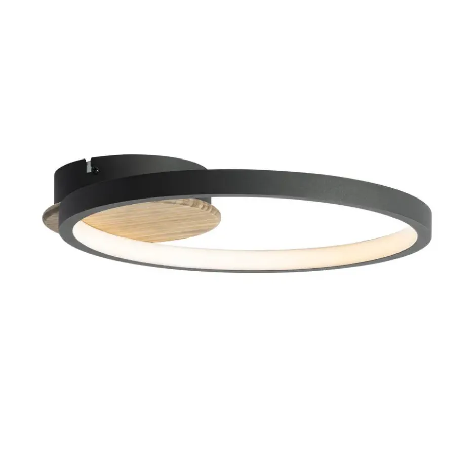 Qazqa plafondlamp alec zwart geïntegreerde led