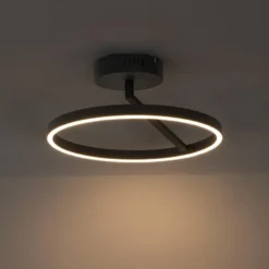 Qazqa plafondlamp anello zwart geïntegreerde led