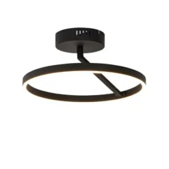 Qazqa plafondlamp anello zwart geïntegreerde led